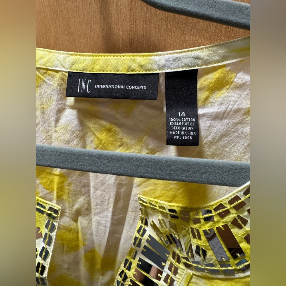 INC Blouse yellow and Silver